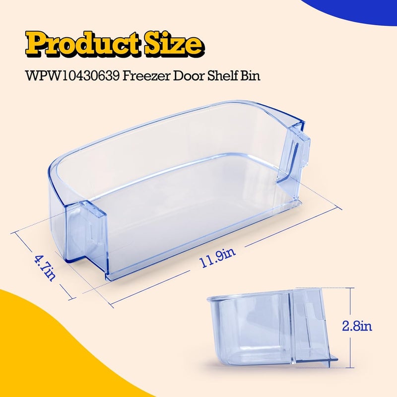 GREALTH 2-Pack WPW10430639 Refrigerator Door Shelf Bin Compatible with Whirlpool Kenmore, Freezer Door Bin W10430639 W10324876 WPW10430639VP AP6021338 PS11754659 EAP11754659 2683861 - Image 2